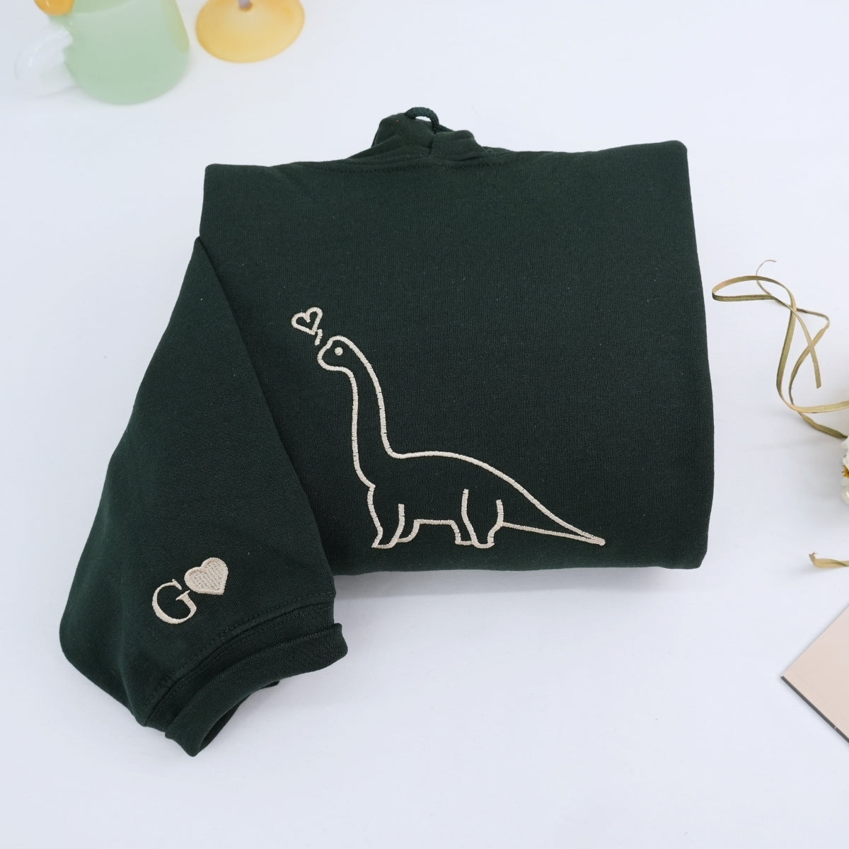 Custom Dinosaurs Embroidered Matching Set Couple Sweatshirt Hoodies