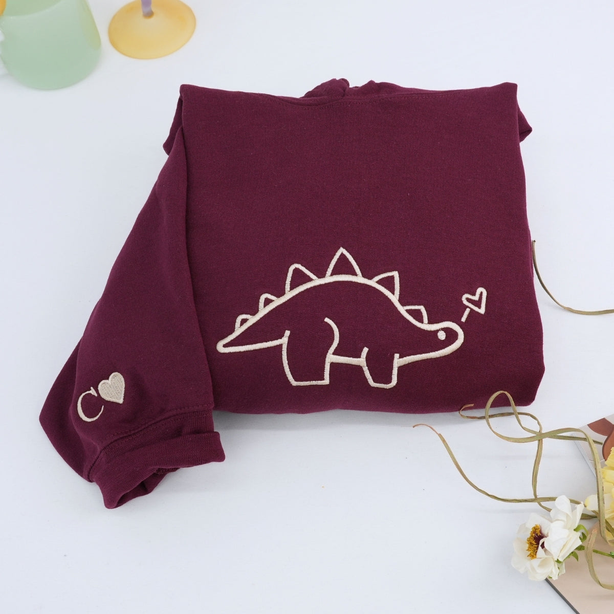 Custom Dinosaurs Embroidered Matching Set Couple Sweatshirt Hoodies