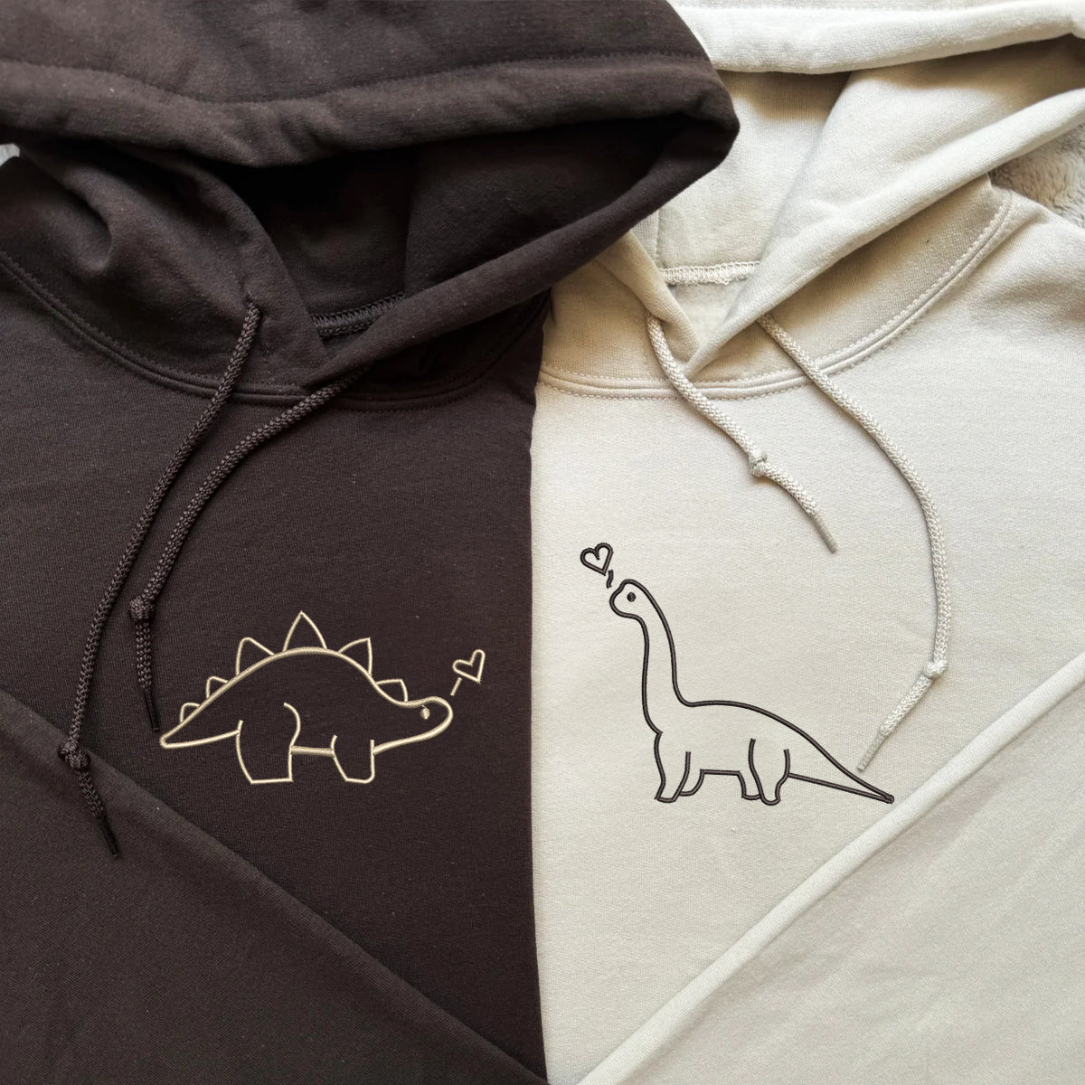 Custom Dinosaurs Embroidered Matching Set Couple Sweatshirt Hoodies