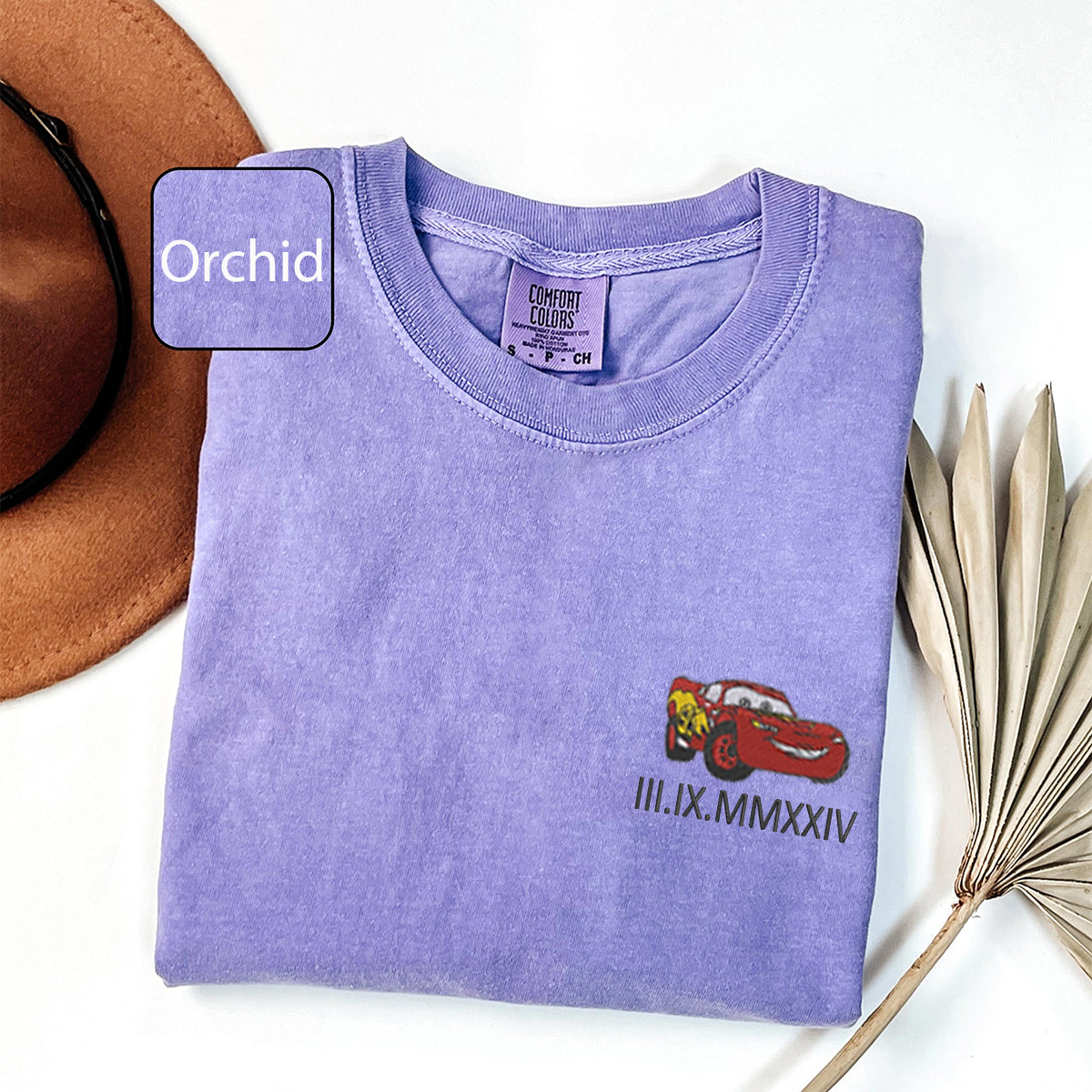 Custom Embroidered Anniversary Date Cartoon Car Couple Matching T-shirts