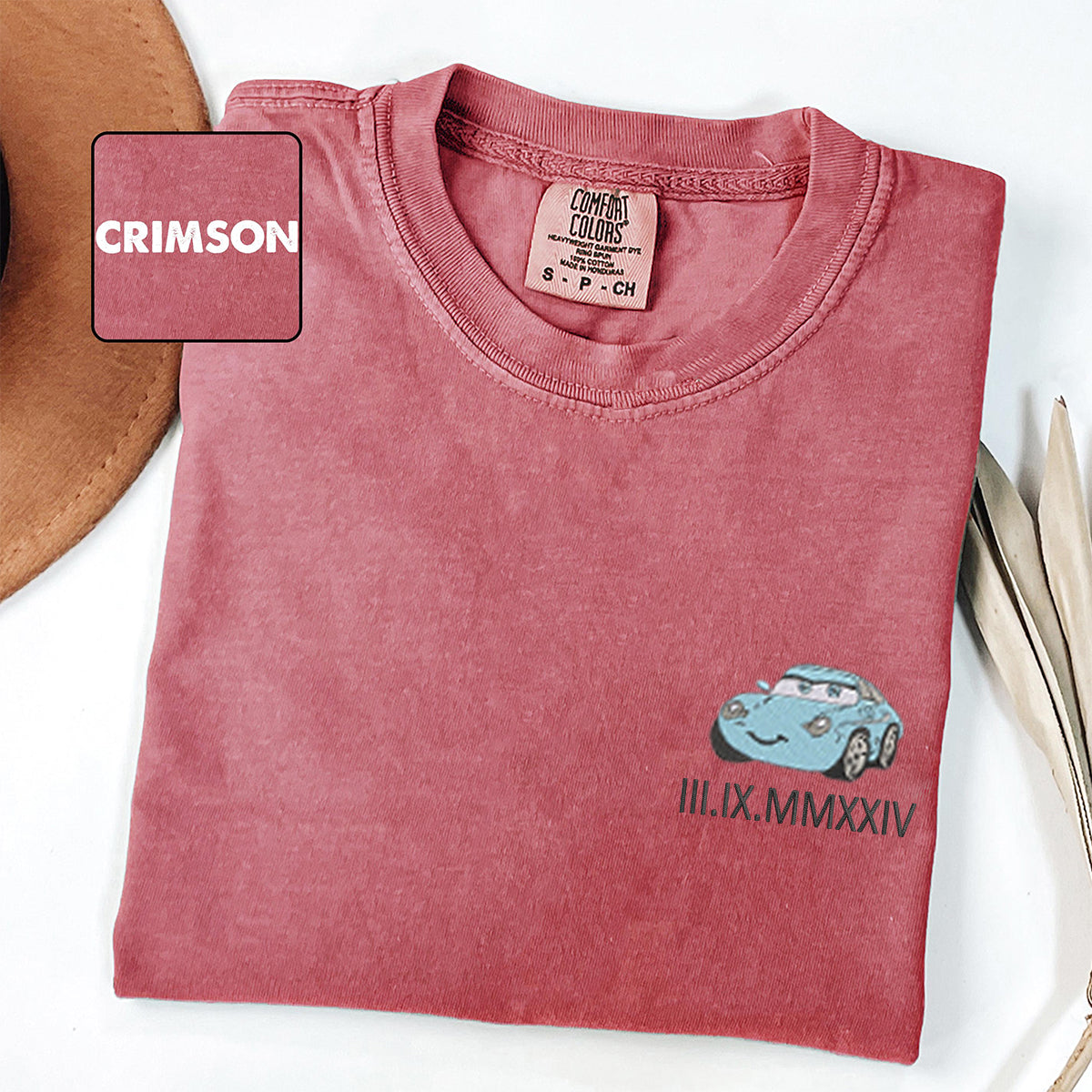 Custom Embroidered Anniversary Date Cartoon Car Couple Matching T-shirts