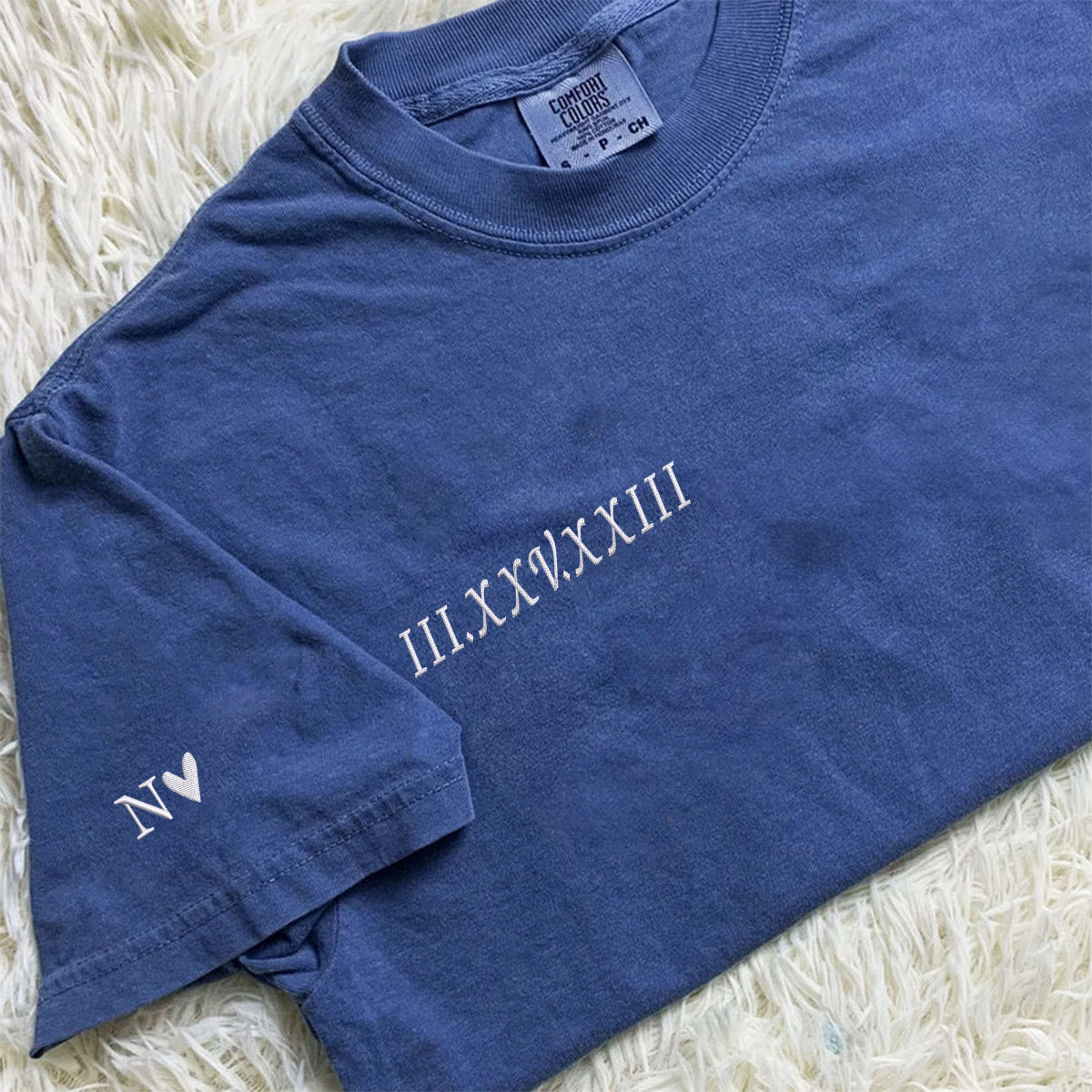 Custom Embroidered Anniversary Date Matching T-shirts for Couples