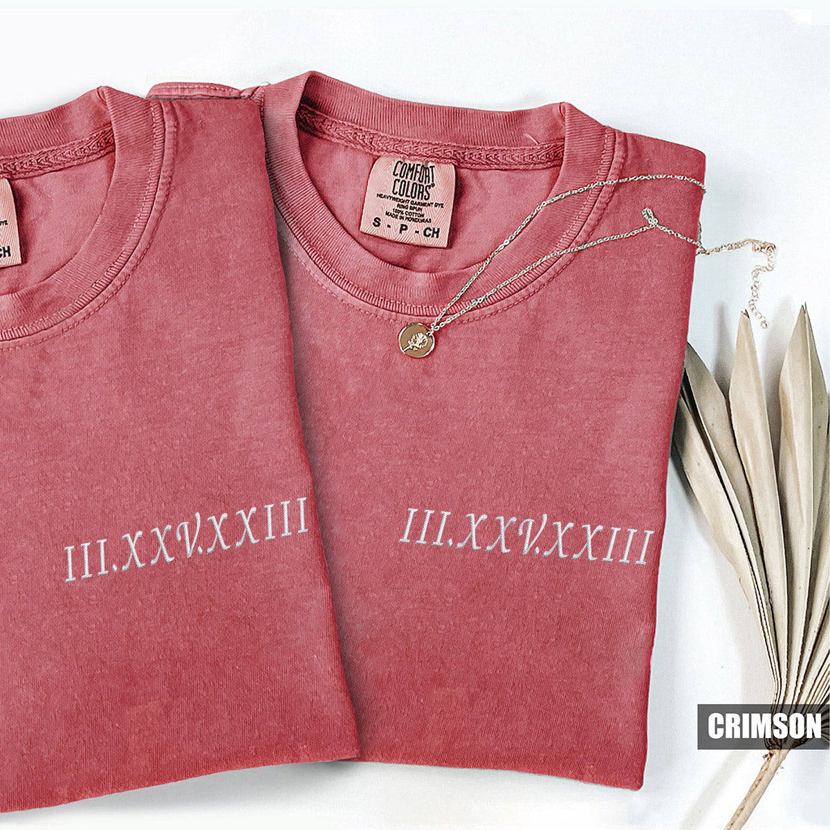 Custom Embroidered Anniversary Date Matching T-shirts for Couples