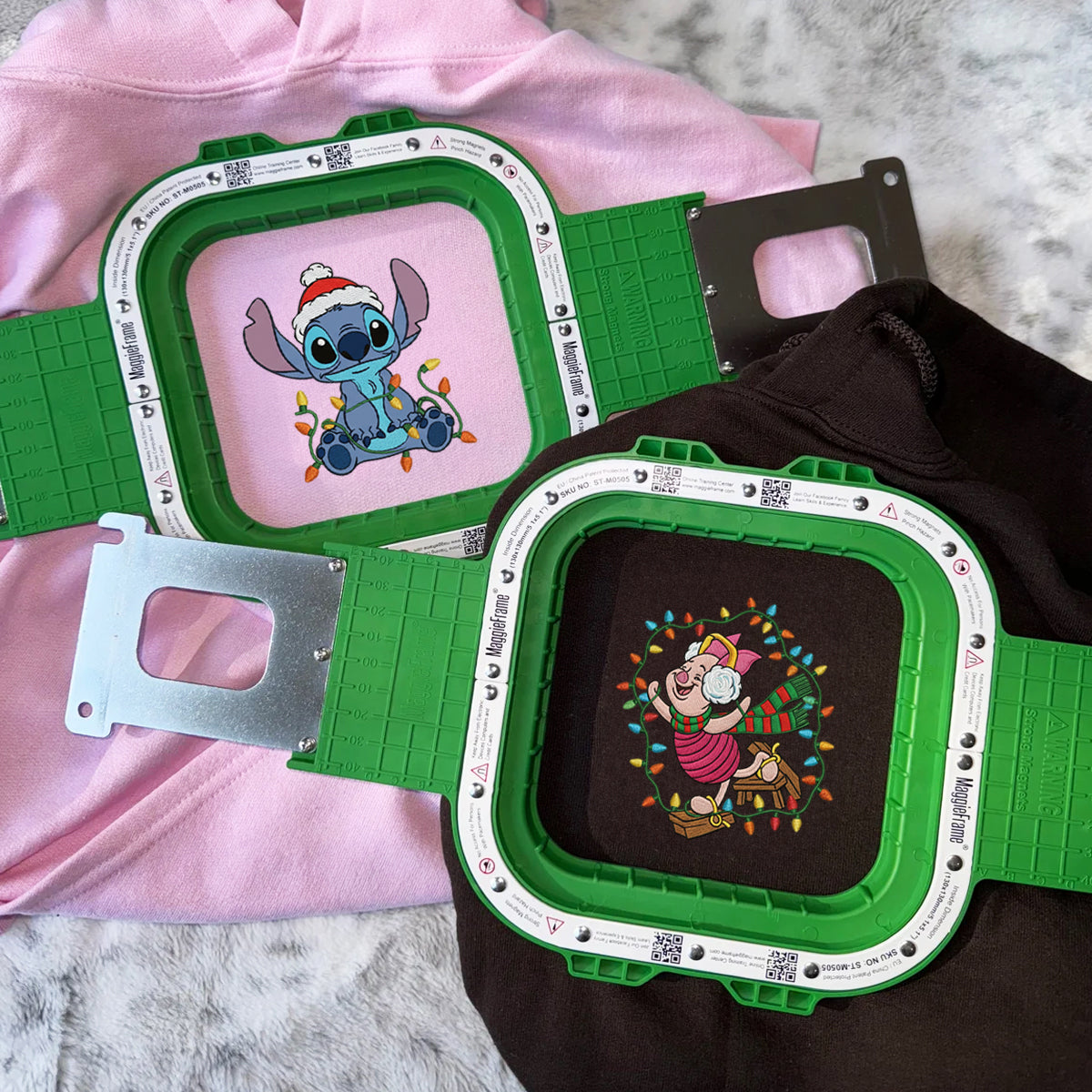 Custom Embroidered Cartoon Alien Buddy and Pig Friend Christmas Hoodie, Warm Festive Sweatshirt Matching for Couples