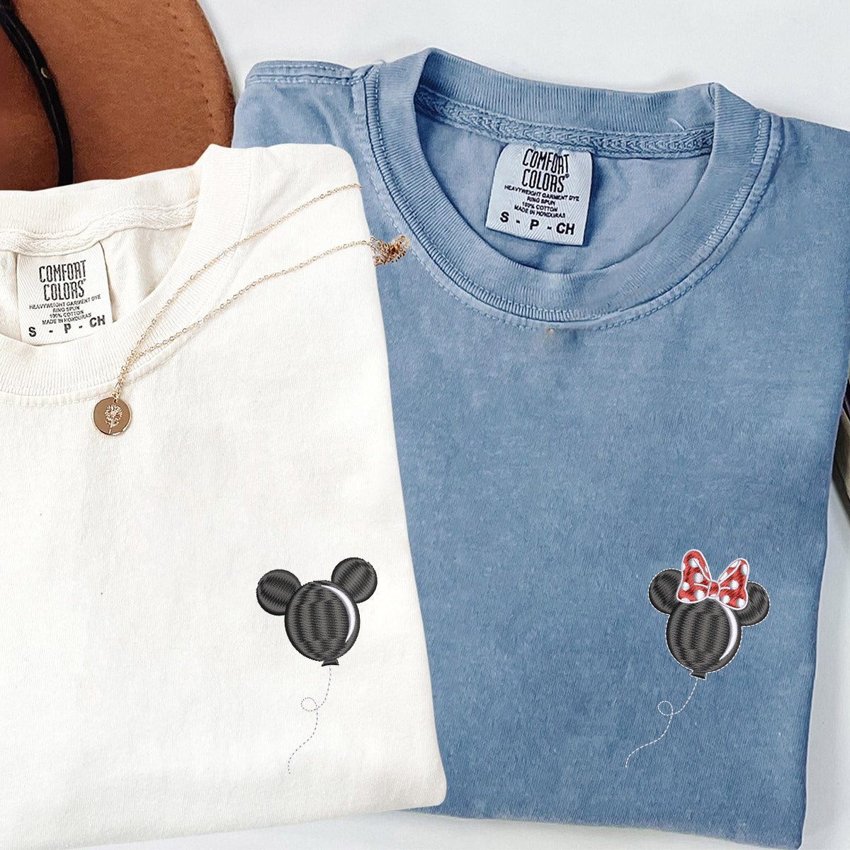 Custom Embroidered Cartoon Characters Balloons Inspired T-shirts for Couples