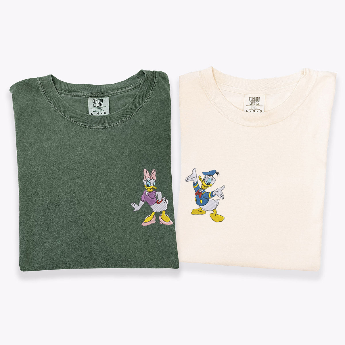 Custom Embroidered Cartoon Duck Lovely Matching T-shirts for Couples