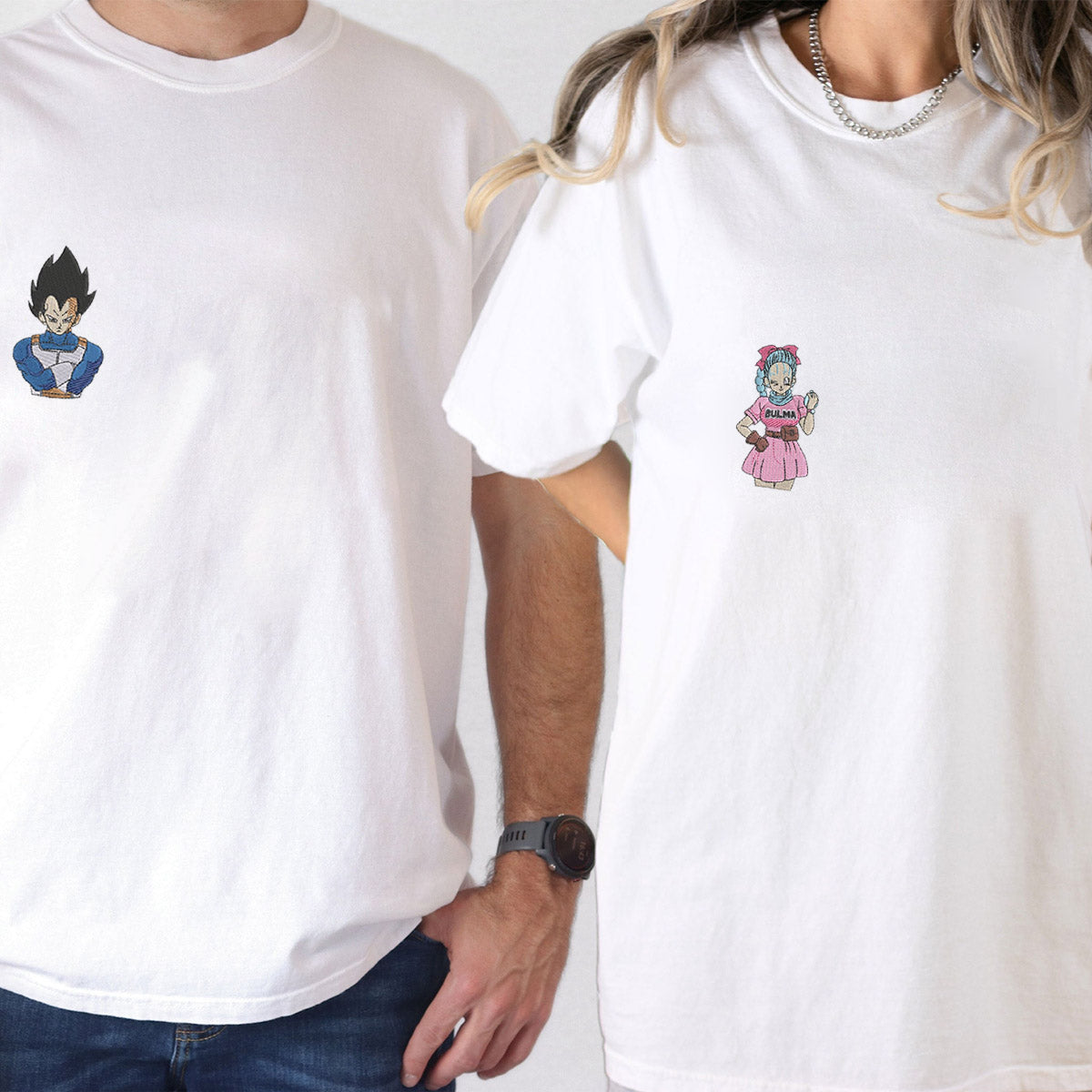 Custom Embroidered Cartoon Inspired Matching T-shirts for Couples