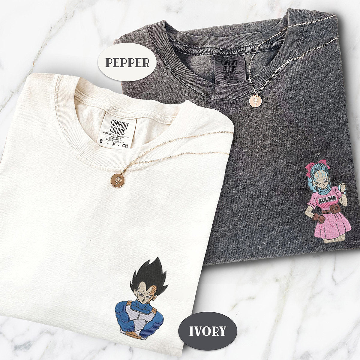 Custom Embroidered Cartoon Inspired Matching T-shirts for Couples