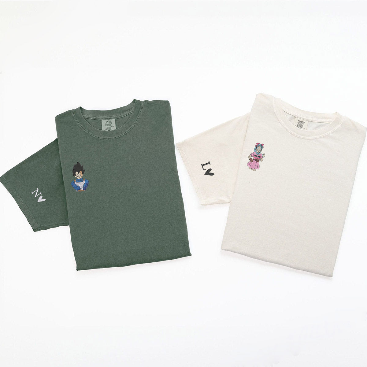 Custom Embroidered Cartoon Inspired Matching T-shirts for Couples