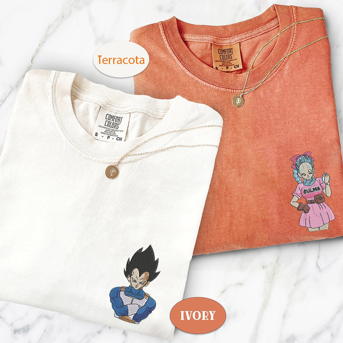 Custom Embroidered Cartoon Inspired Matching T-shirts for Couples