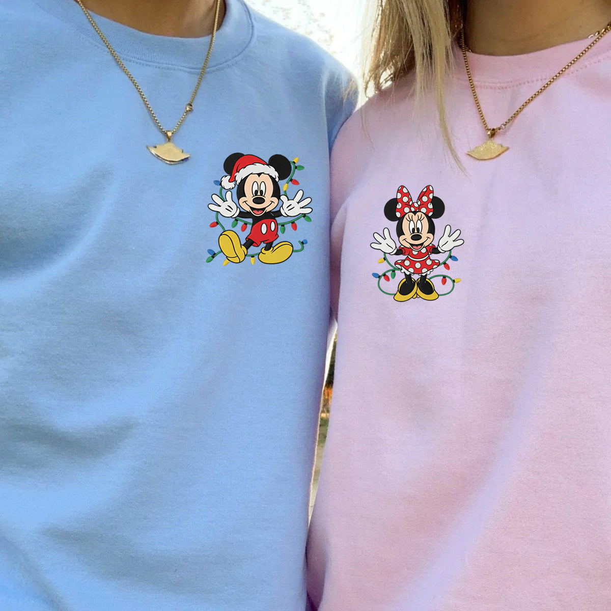 Custom Embroidered Cartoon Mouse Couple Christmas Hoodie, Cozy Holiday Season Sweatshirt Matching for Couples