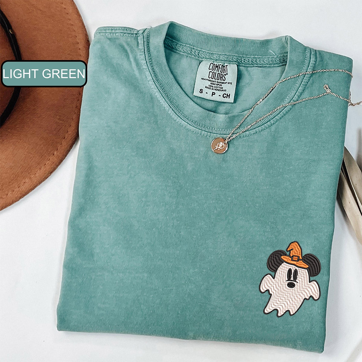 Custom Embroidered Cartoon Mouse Ghost Spooky V4 Matching T-shirts for Couples