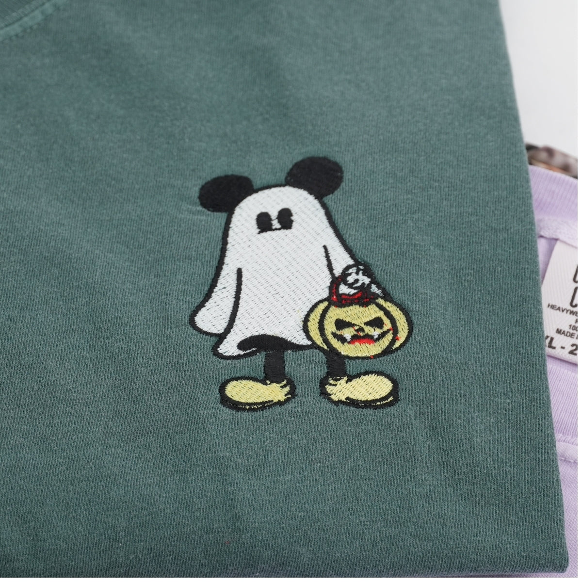 Custom Embroidered Cartoon Mouse Ghost V2 Matching T-shirts for Couples
