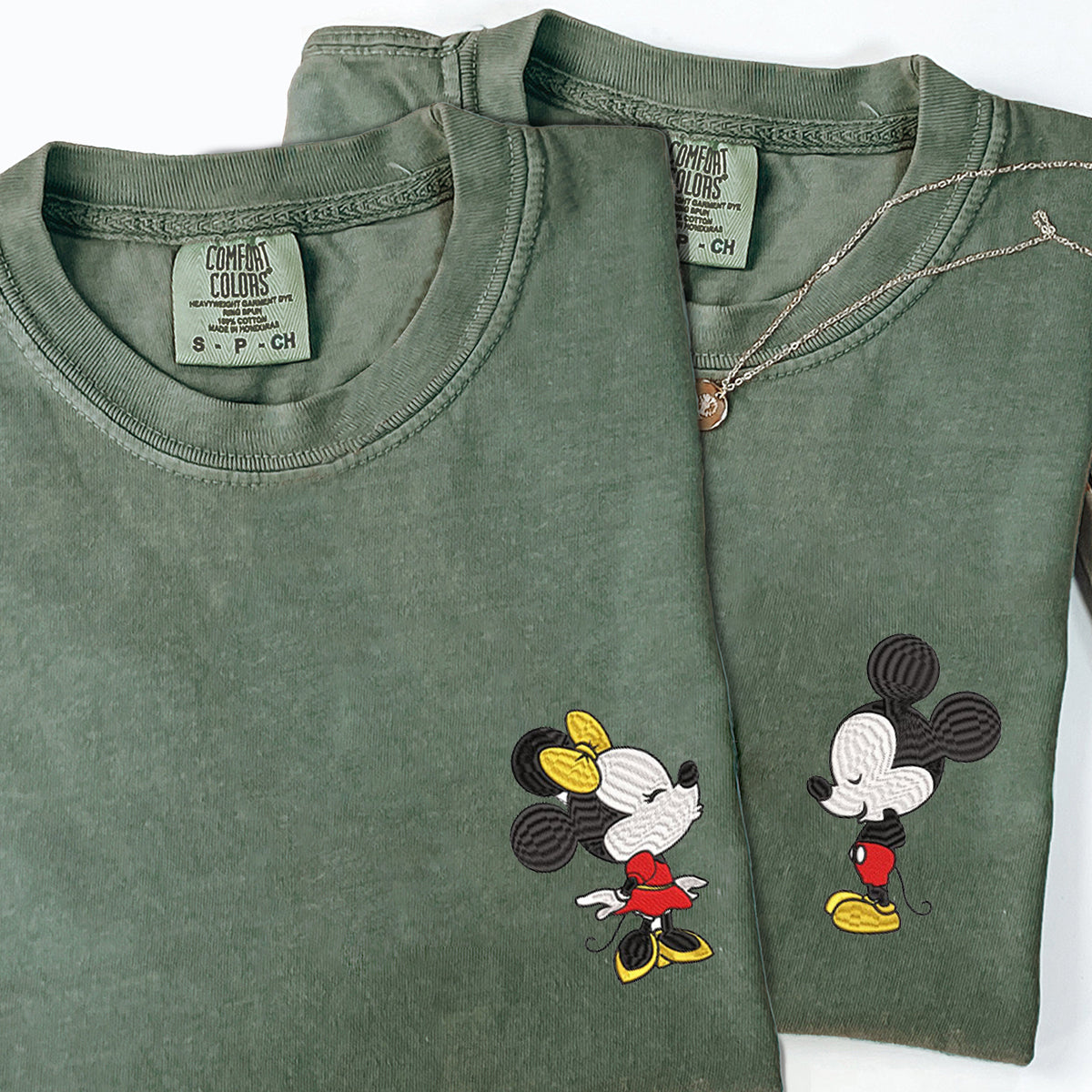 Custom Embroidered Cartoon Mouse In Love Matching T-shirts for Couples