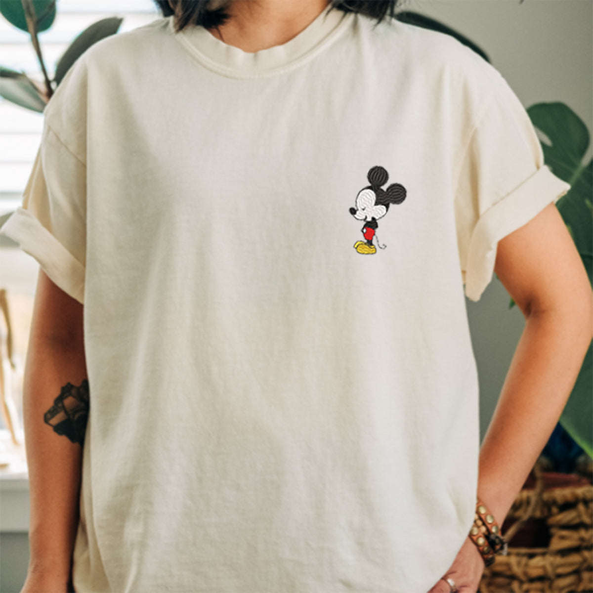 Custom Embroidered Cartoon Mouse In Love Matching T-shirts for Couples