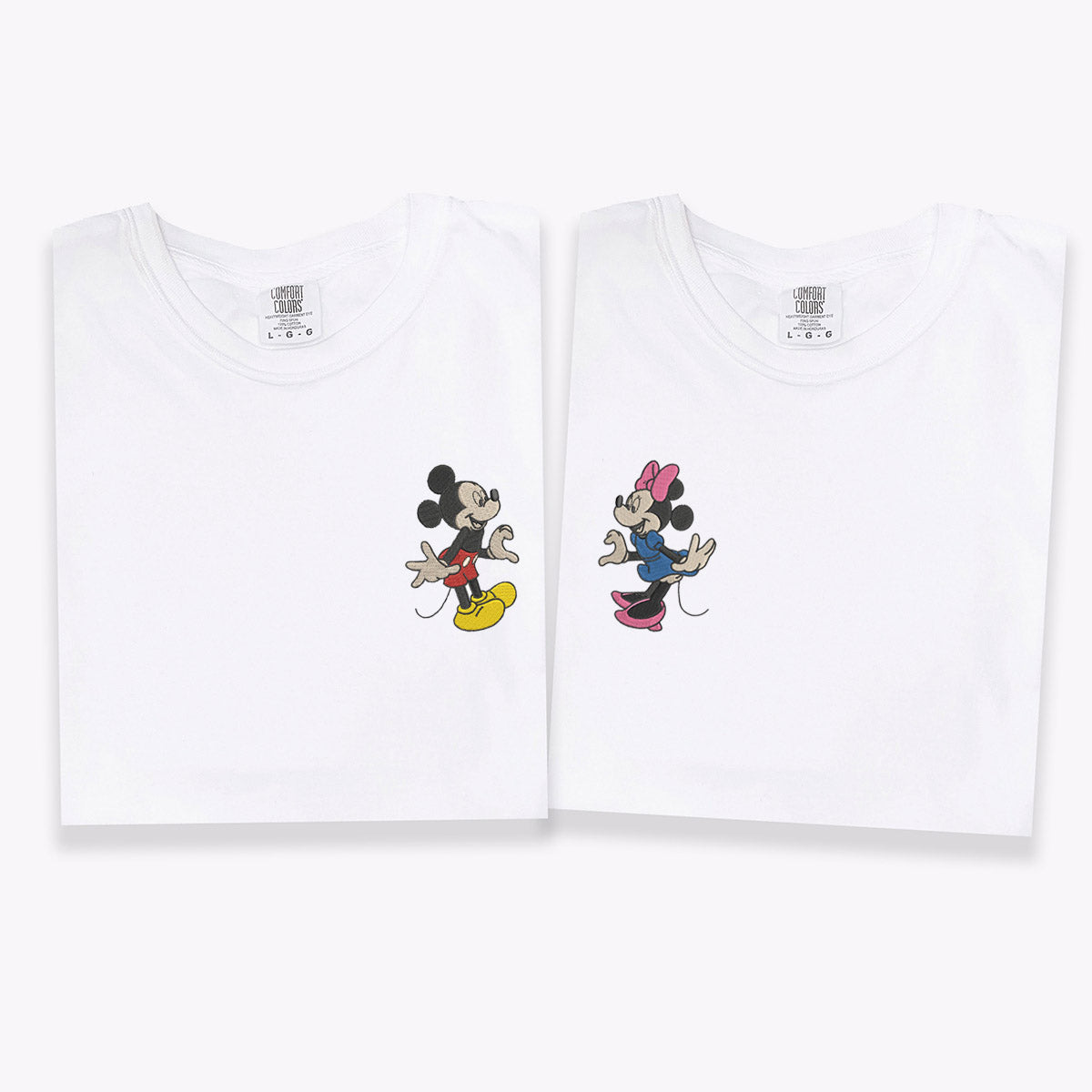 Custom Embroidered Cartoon Mouse T-shirts for Couples