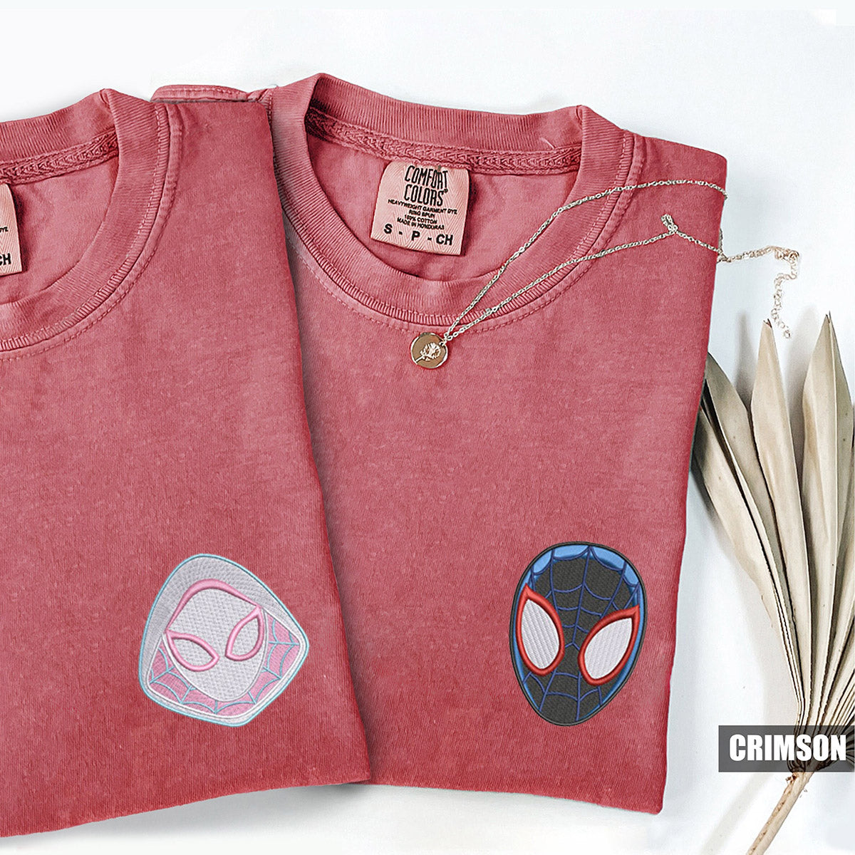 Custom Embroidered Cartoon Superhero Matching T-shirts for Couples
