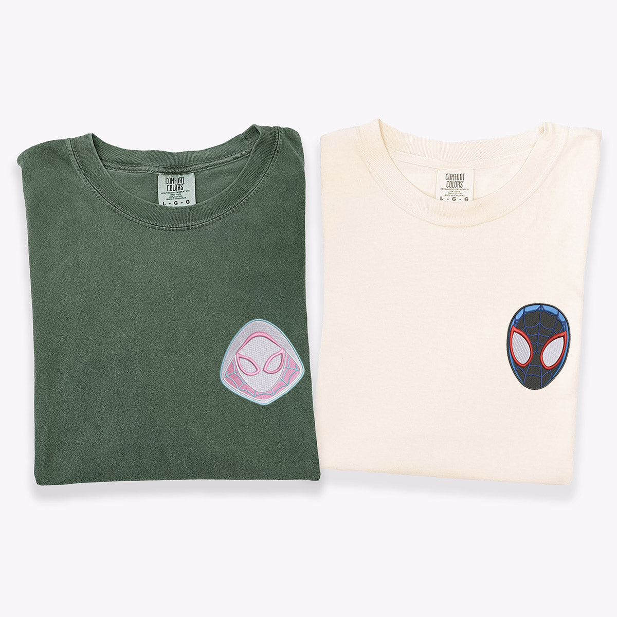 Custom Embroidered Cartoon Superhero Matching T-shirts for Couples