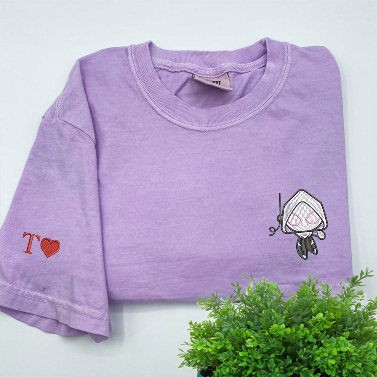 Custom Embroidered Cartoon Superheros Inspired Matching T-shirts for Couples