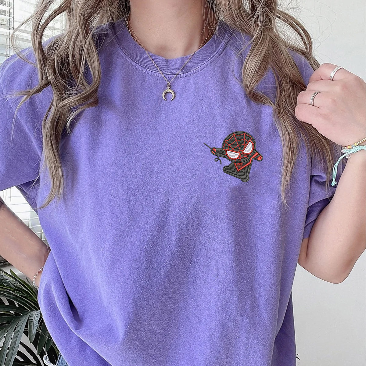 Custom Embroidered Cartoon Superheros Inspired Matching T-shirts for Couples