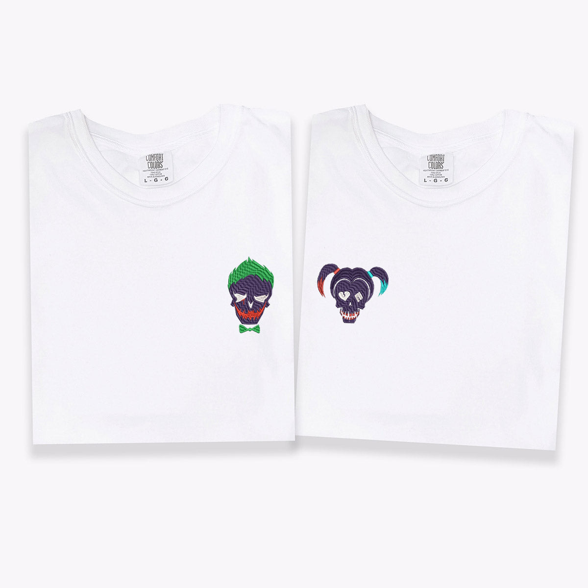 Custom Embroidered Cartoon Villain Duo Matching Couple T-shirts