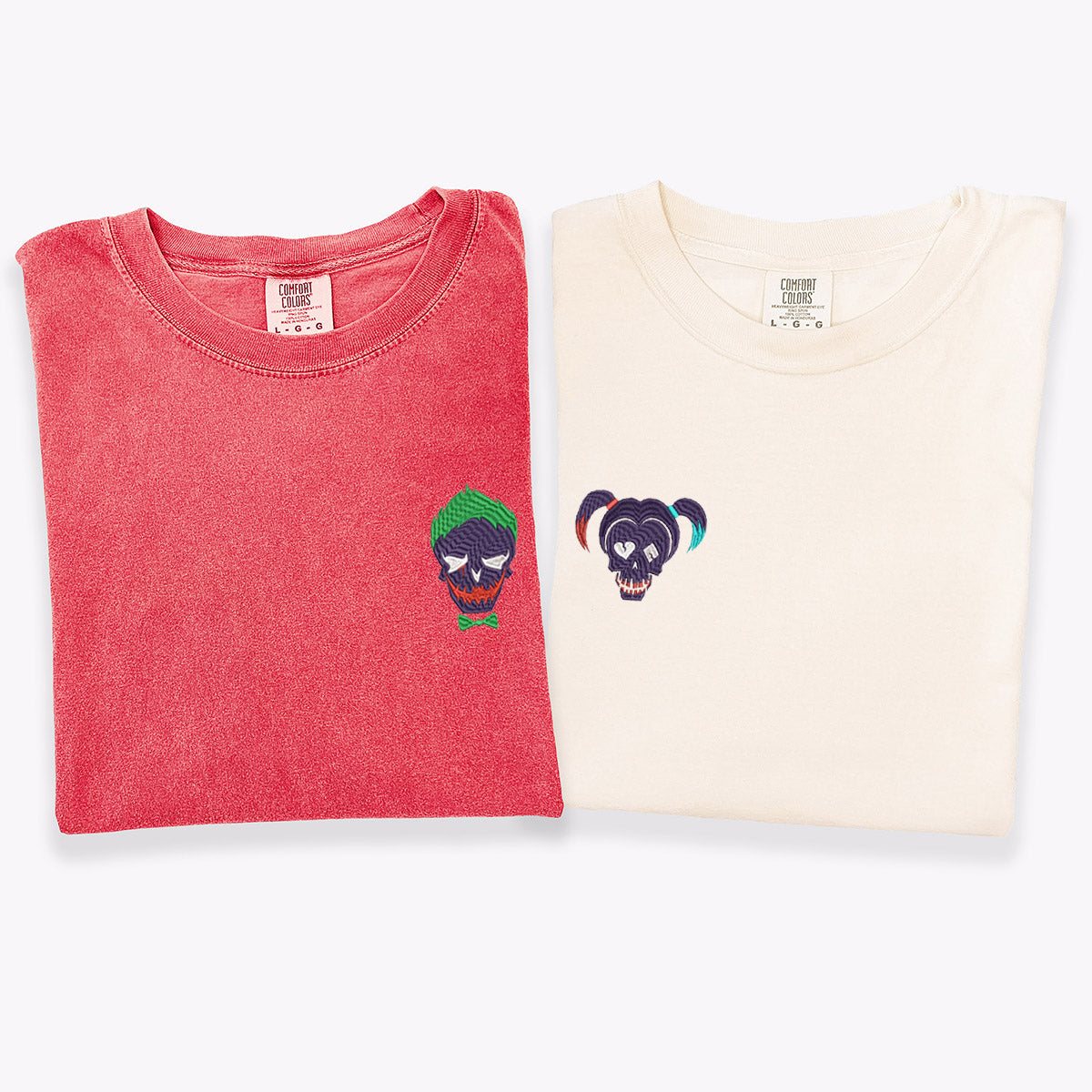 Custom Embroidered Cartoon Villain Duo Matching Couple T-shirts