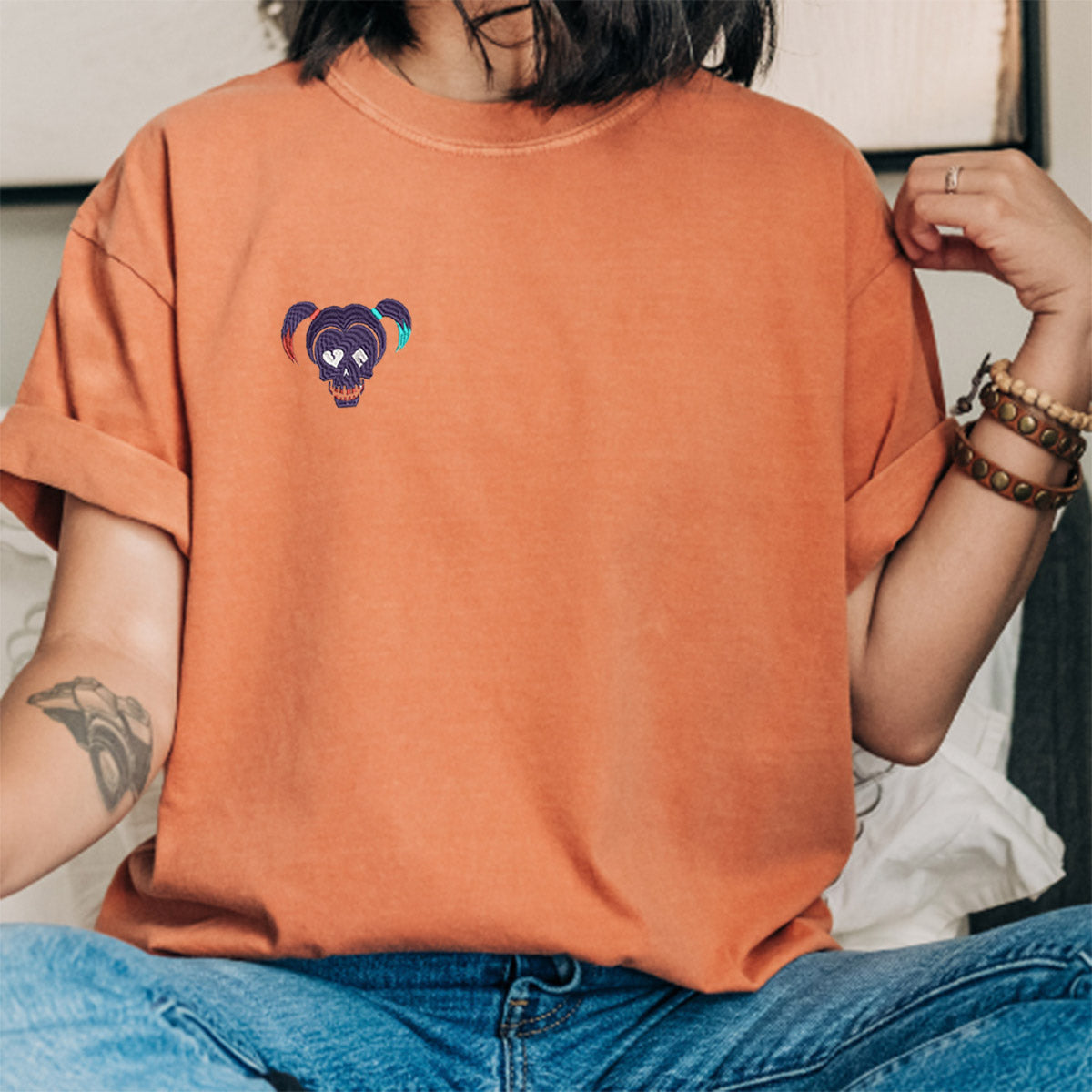 Custom Embroidered Cartoon Villain Duo Matching Couple T-shirts