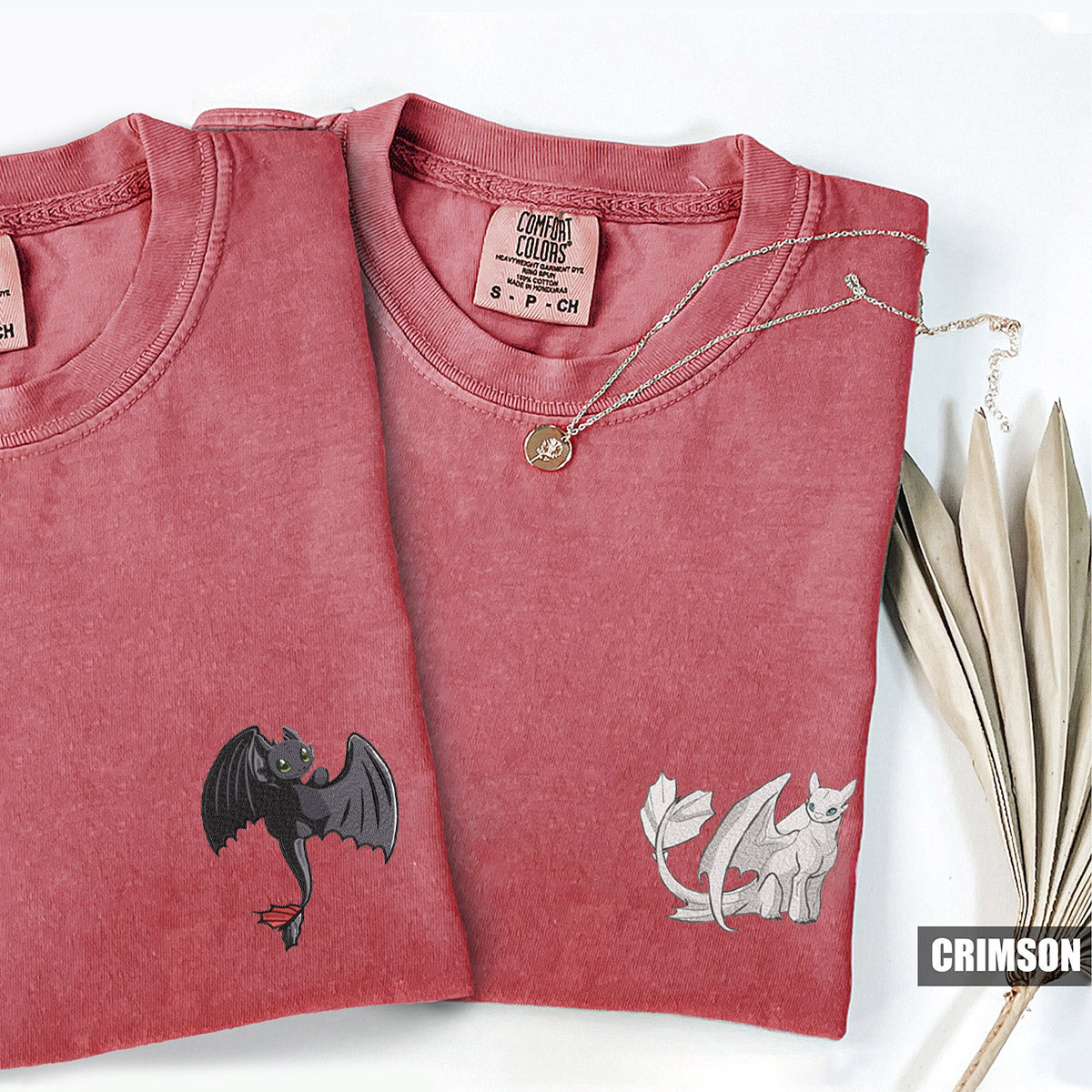 Custom Embroidered Coolest Dragon T-shirts for Couples