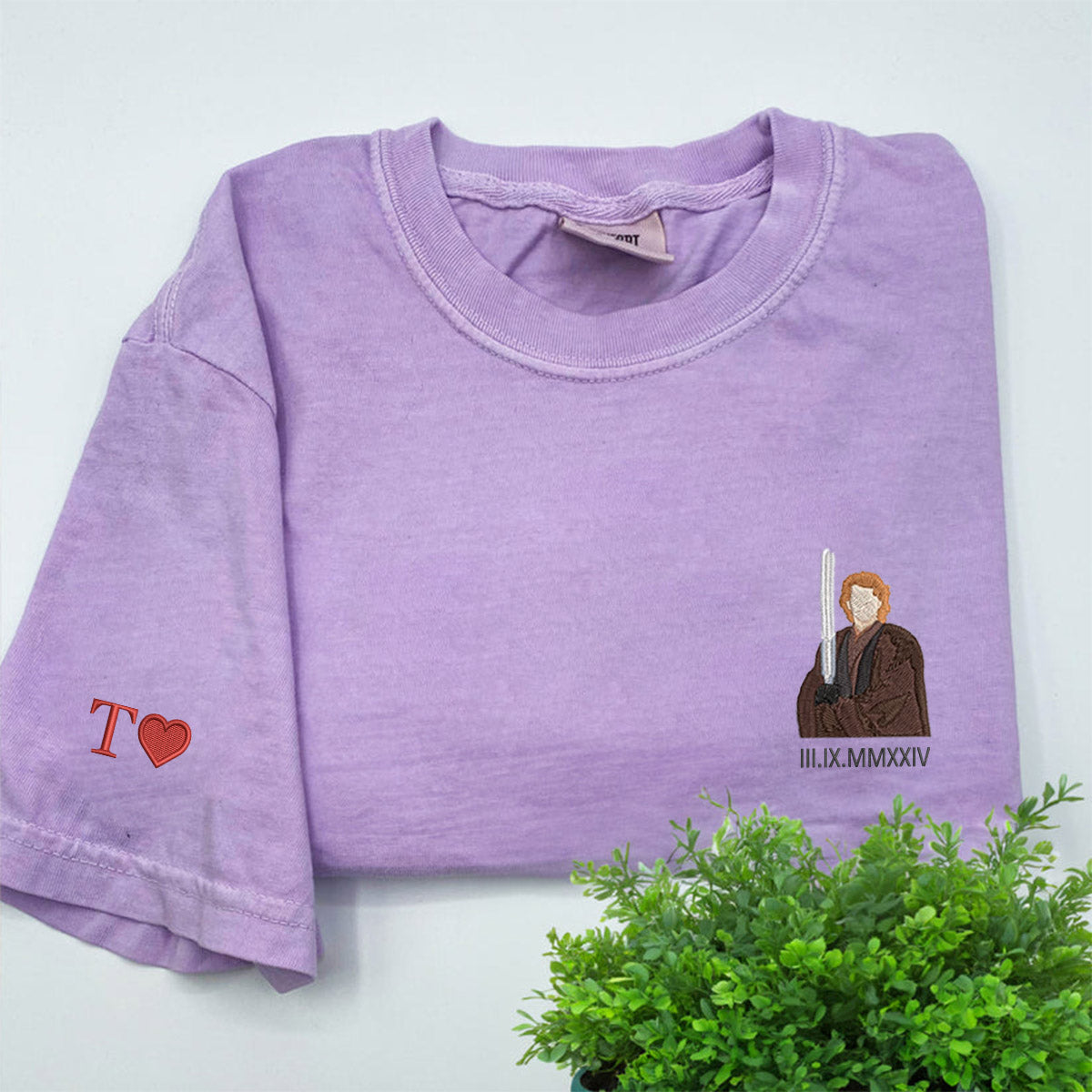 Custom Embroidered Couple T-shirts with Roman Numeral Anniversary Date