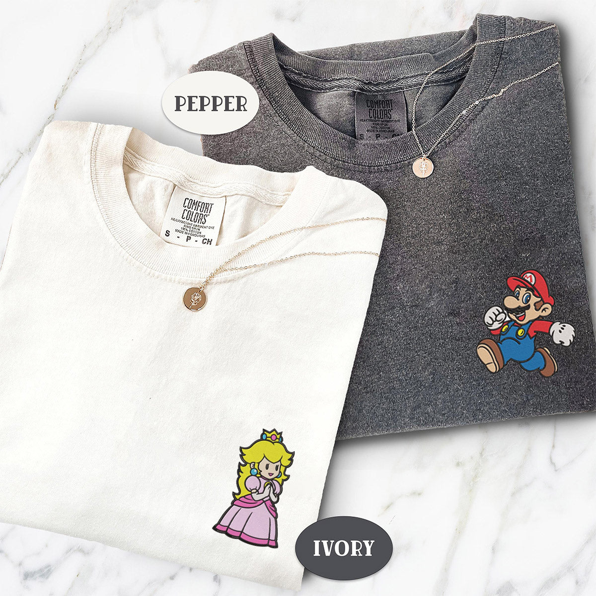Custom Embroidered Cute Cartoon Princess T-shirts for Couples