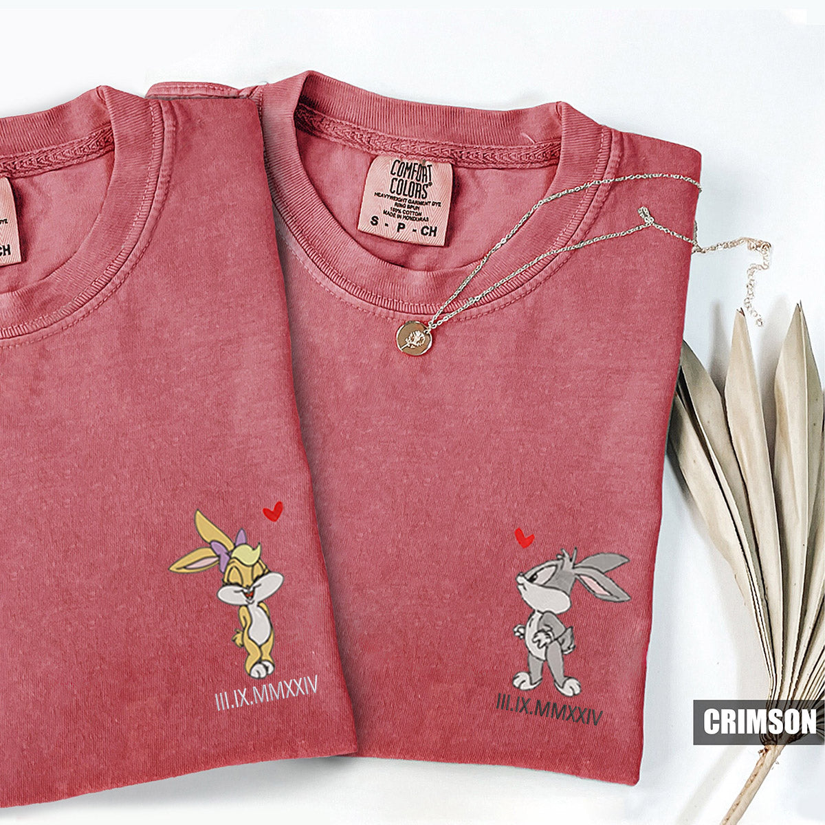 Custom Embroidered Cute Cartoon Rabbits T-shirts for Couples