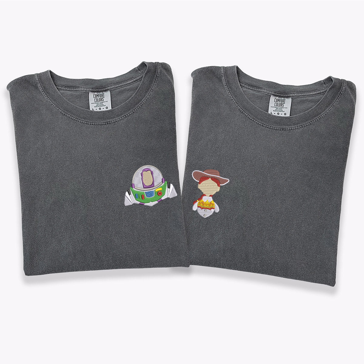 Custom Embroidered Cute Cartoons Toys Matching T-shirts for Couples