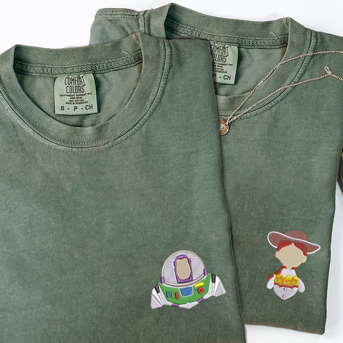 Custom Embroidered Cute Cartoons Toys Matching T-shirts for Couples