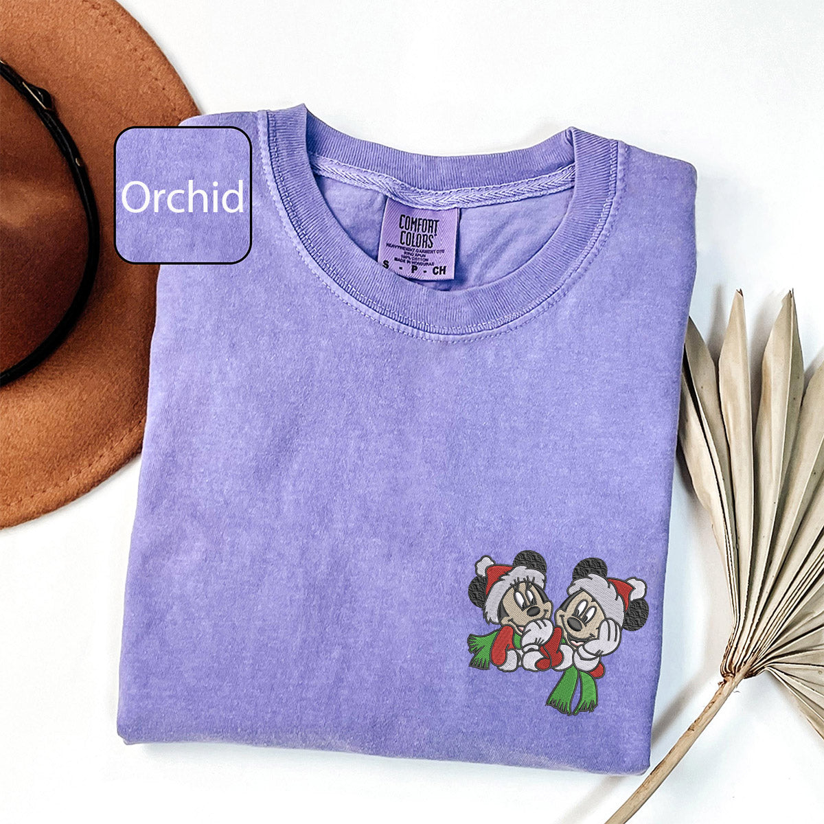 Custom Embroidered Cute Christmas Cartoon Mouse Matching T-shirts for Couples