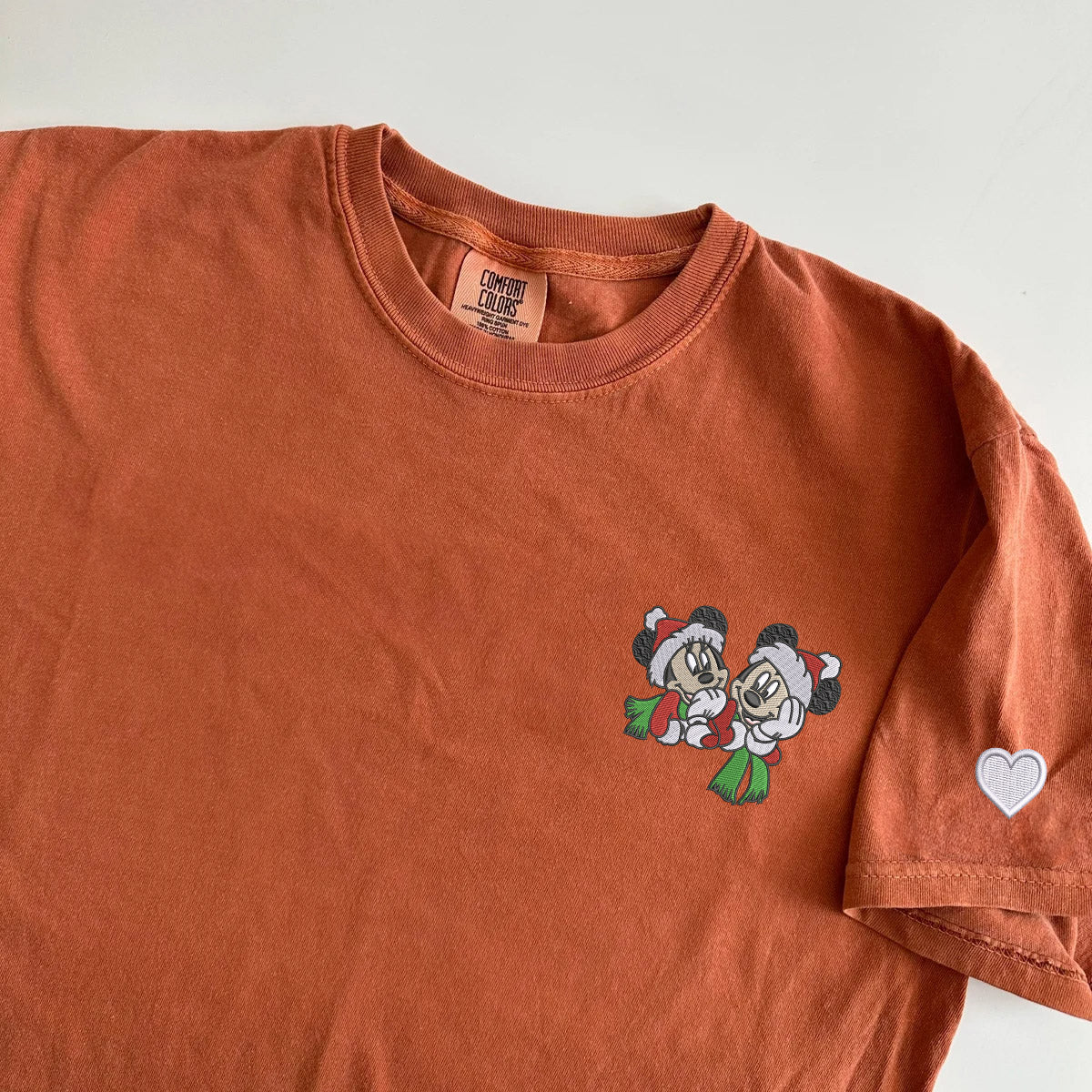 Custom Embroidered Cute Christmas Cartoon Mouse Matching T-shirts for Couples