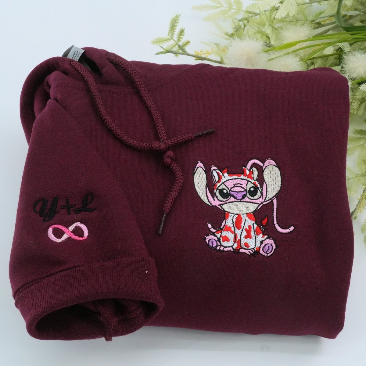 Custom Embroidered Cute Cow Outfit Cartoon Duo Matching Hoodies for Couples