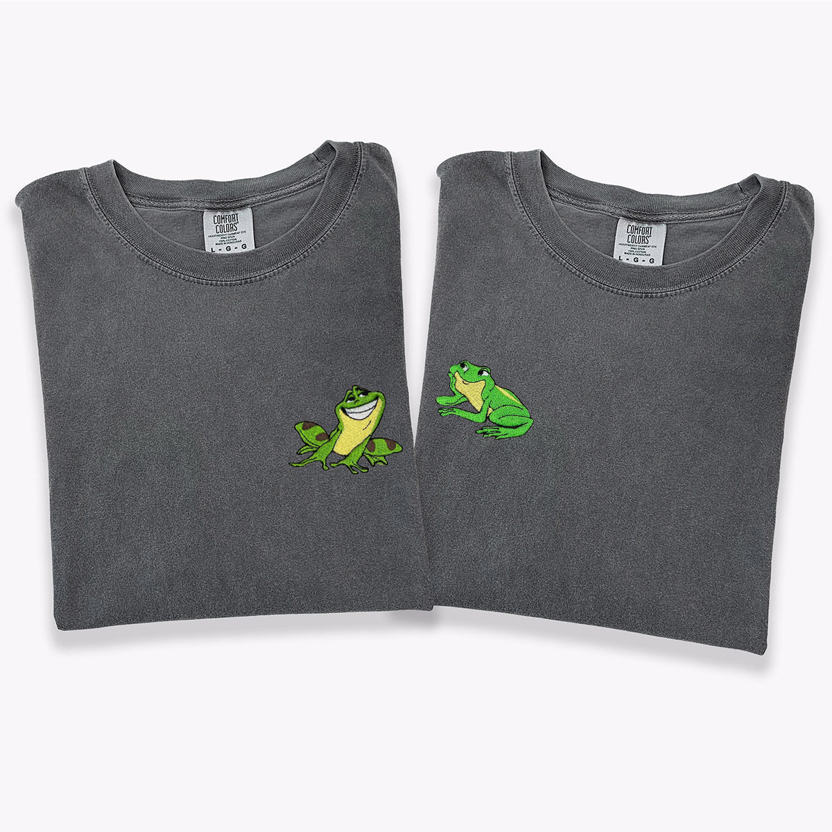 Custom Embroidered Cute Frogs T-shirts for Couples