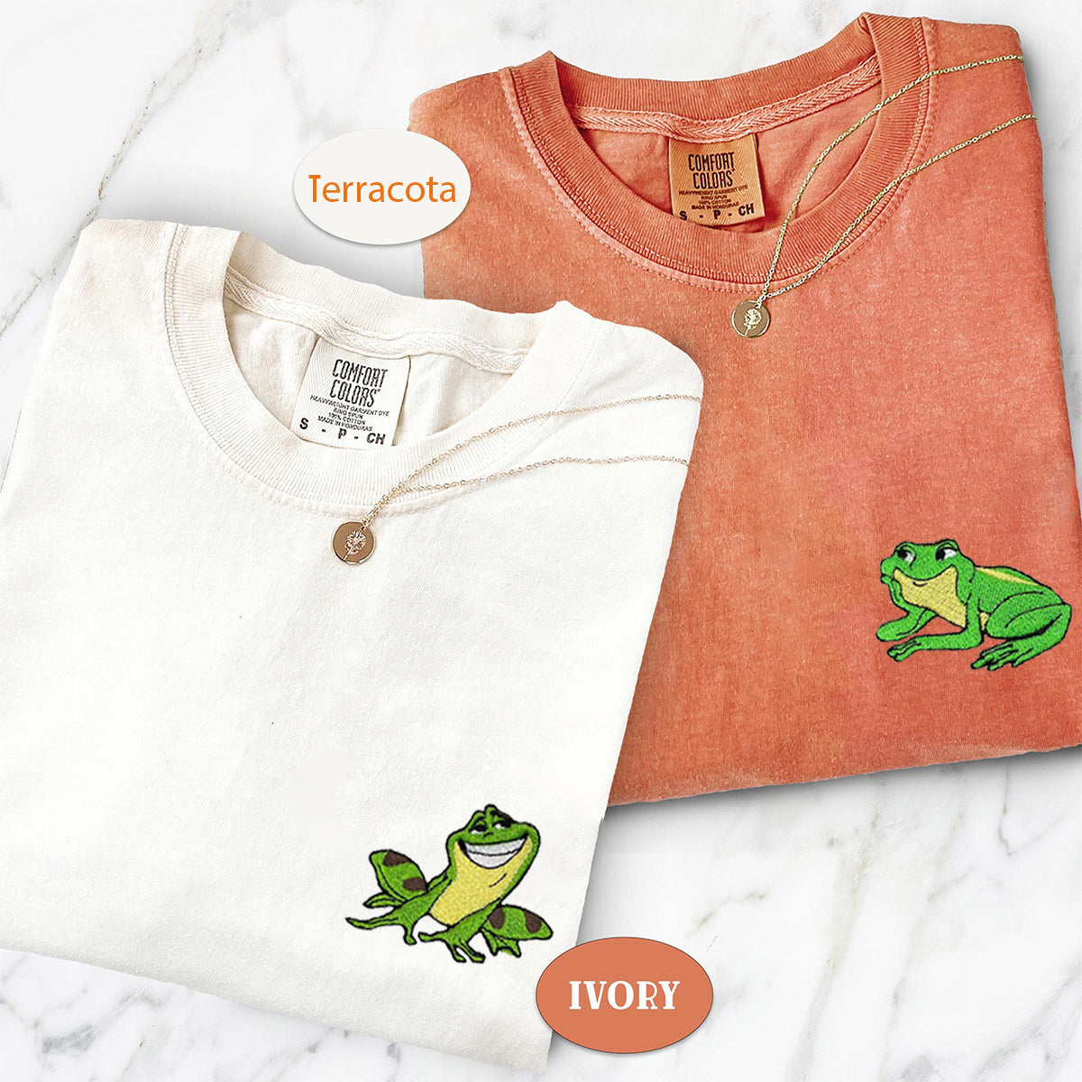 Custom Embroidered Cute Frogs T-shirts for Couples