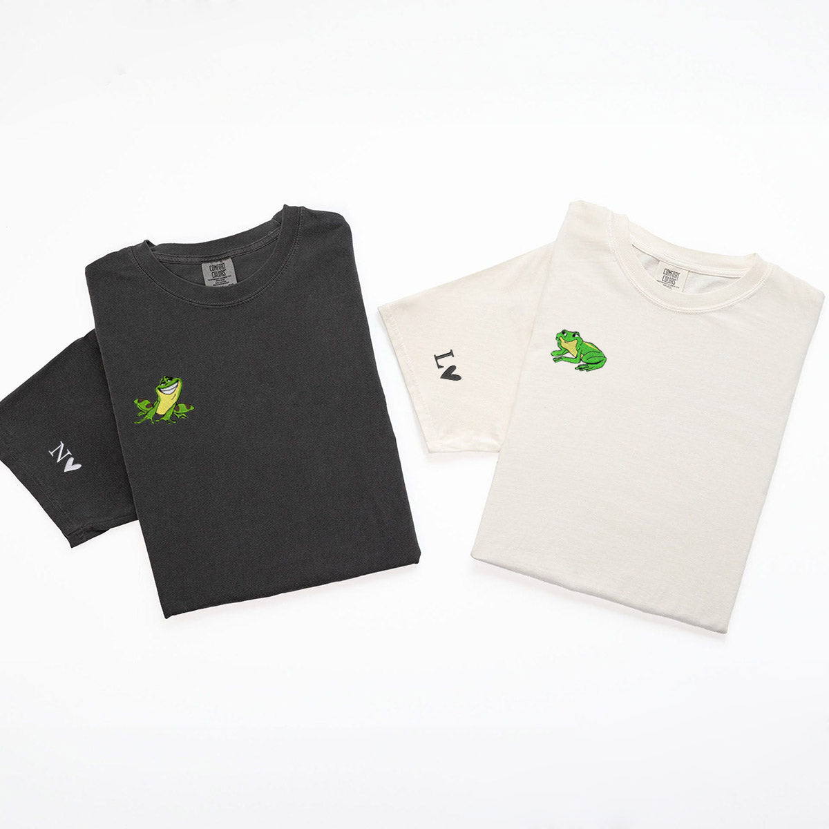 Custom Embroidered Cute Frogs T-shirts for Couples
