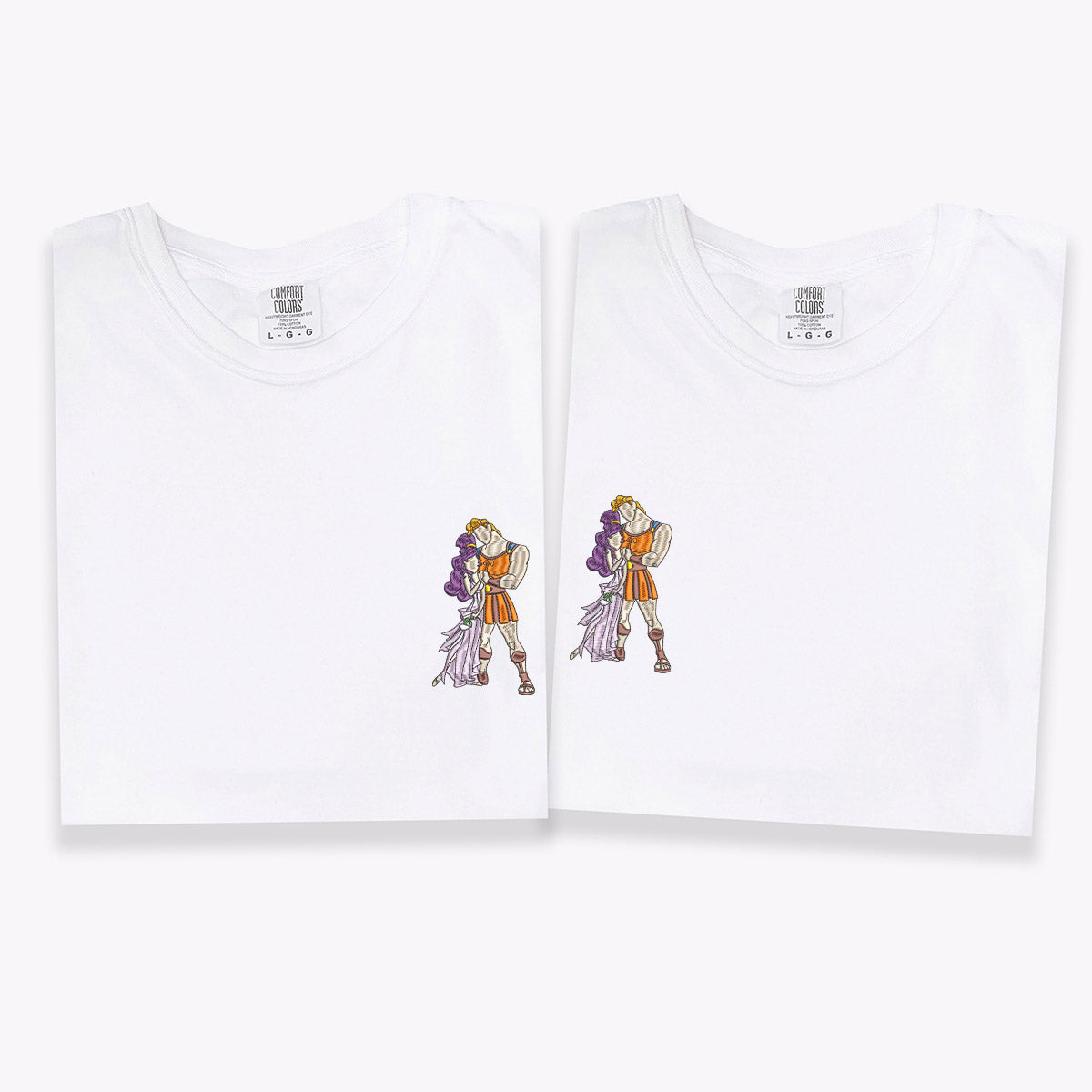 Custom Embroidered Cute His and Her Cartoons Matching T-shirts for Couples