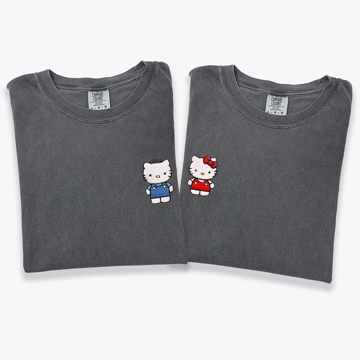 Custom Embroidered Cute Kitten Matching T-shirts for Couples