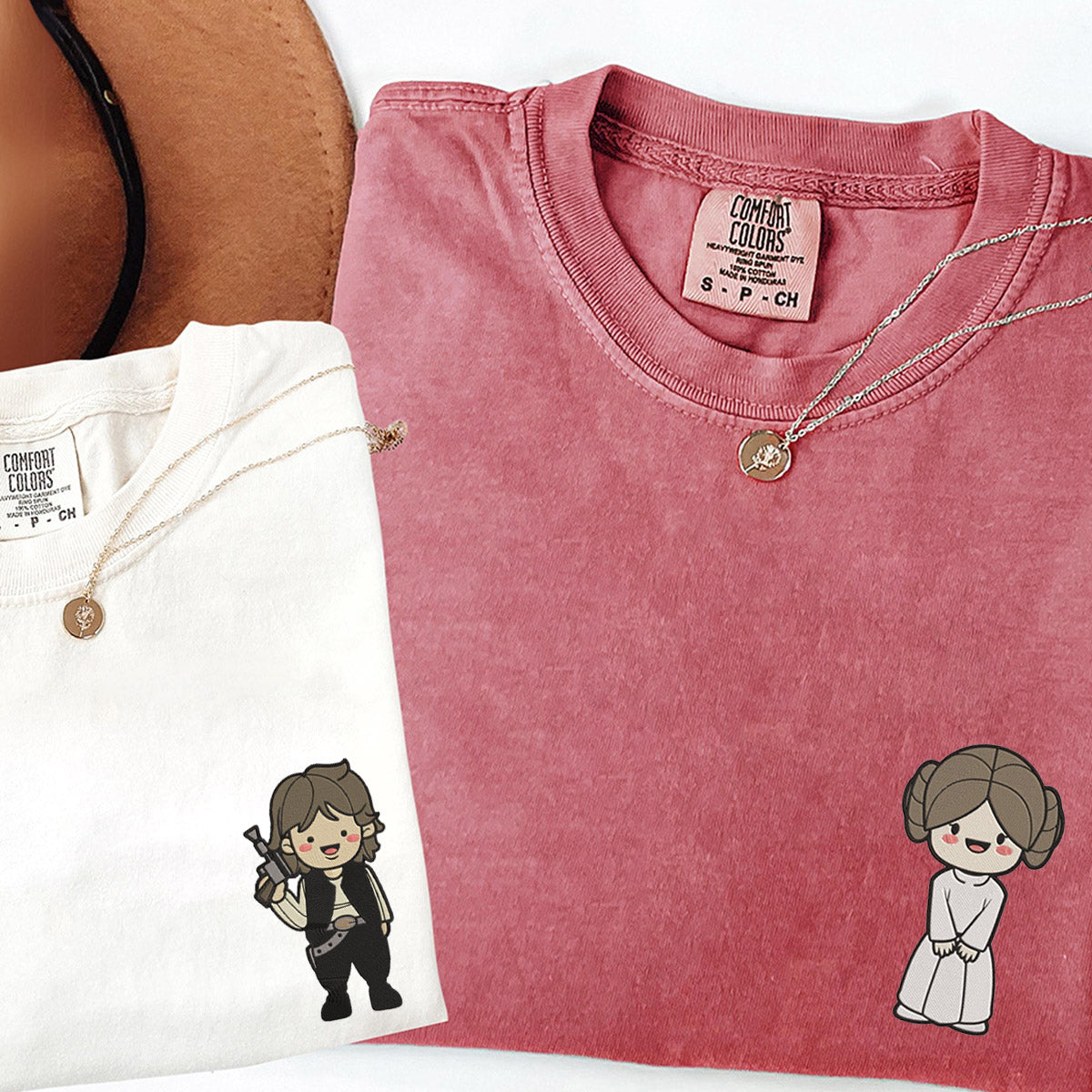 Custom Embroidered Cute Movie Character Matching T-shirts for Couples