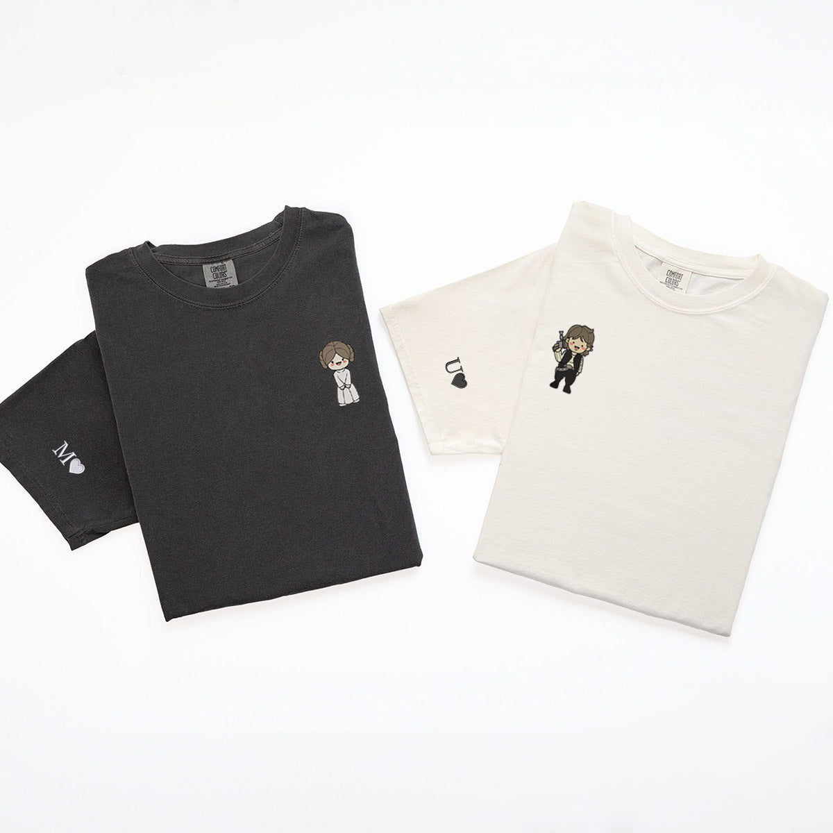 Custom Embroidered Cute Movie Character Matching T-shirts for Couples