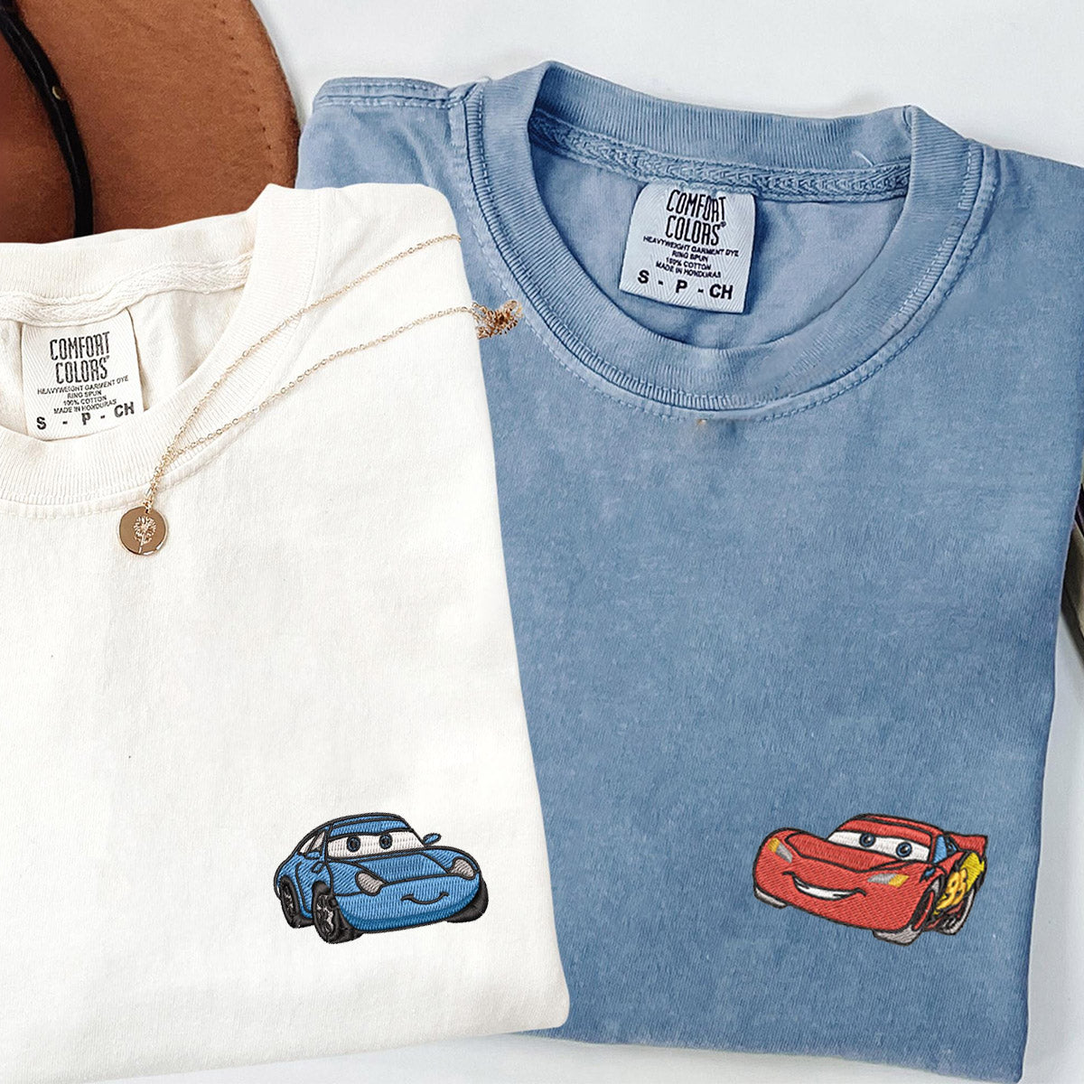 Custom Embroidered Cute Racing Car Lovers Matching T-shirts