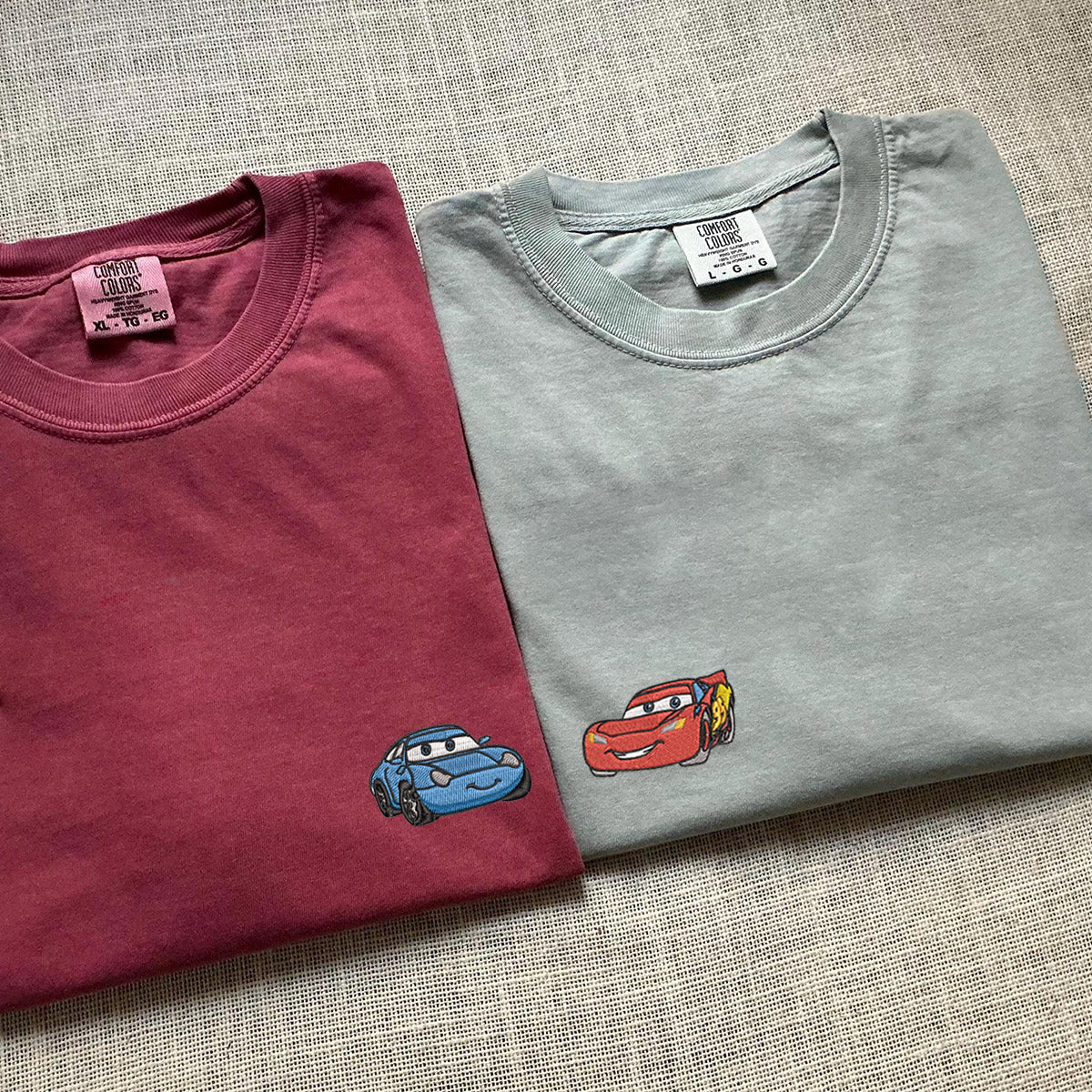 Custom Embroidered Cute Racing Car Lovers Matching T-shirts