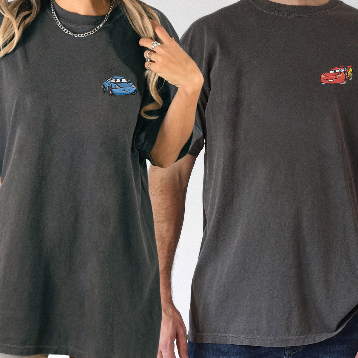 Custom Embroidered Cute Racing Car Lovers Matching T-shirts