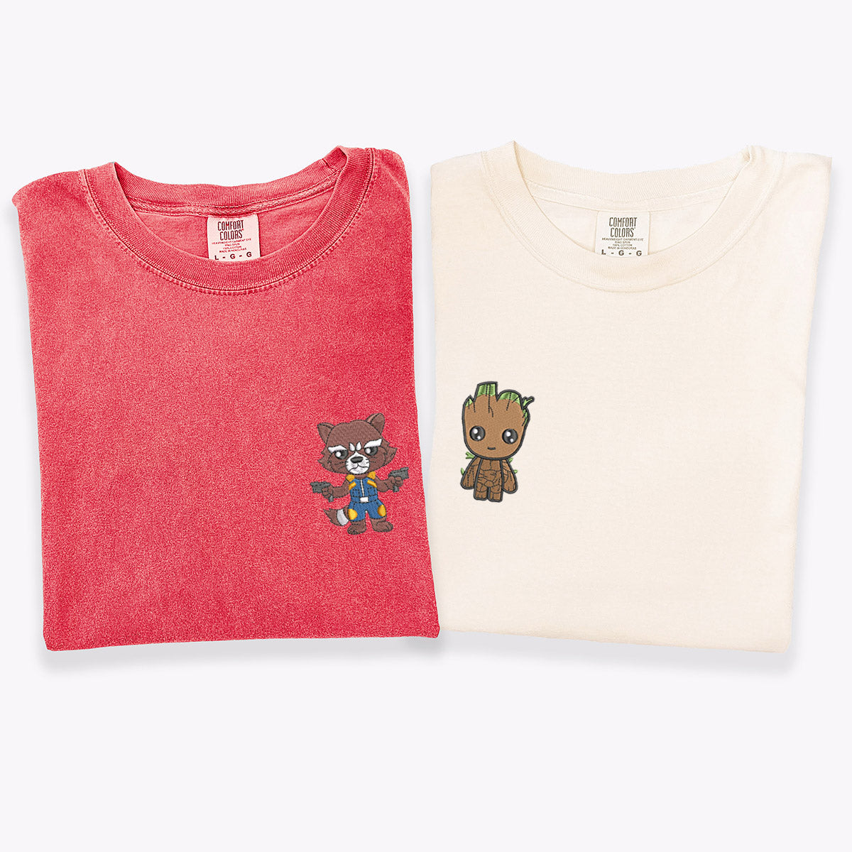 Custom Embroidered Cute Rocket Cartoons T-shirts for Couples