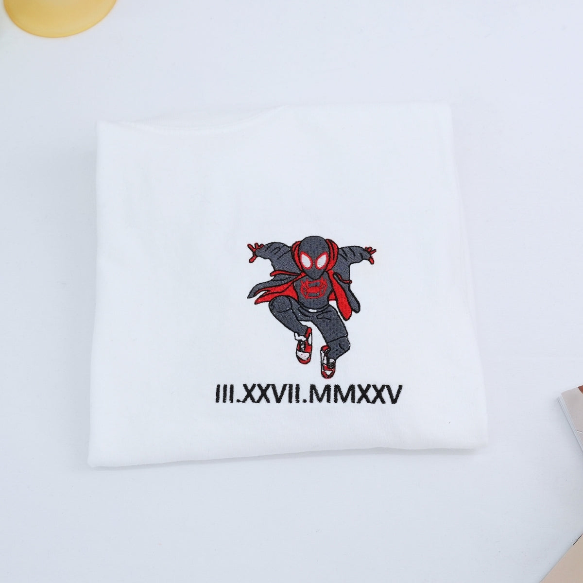 Custom Embroidered Cute Spider Superhero Roman Numeral T-shirts for Couples