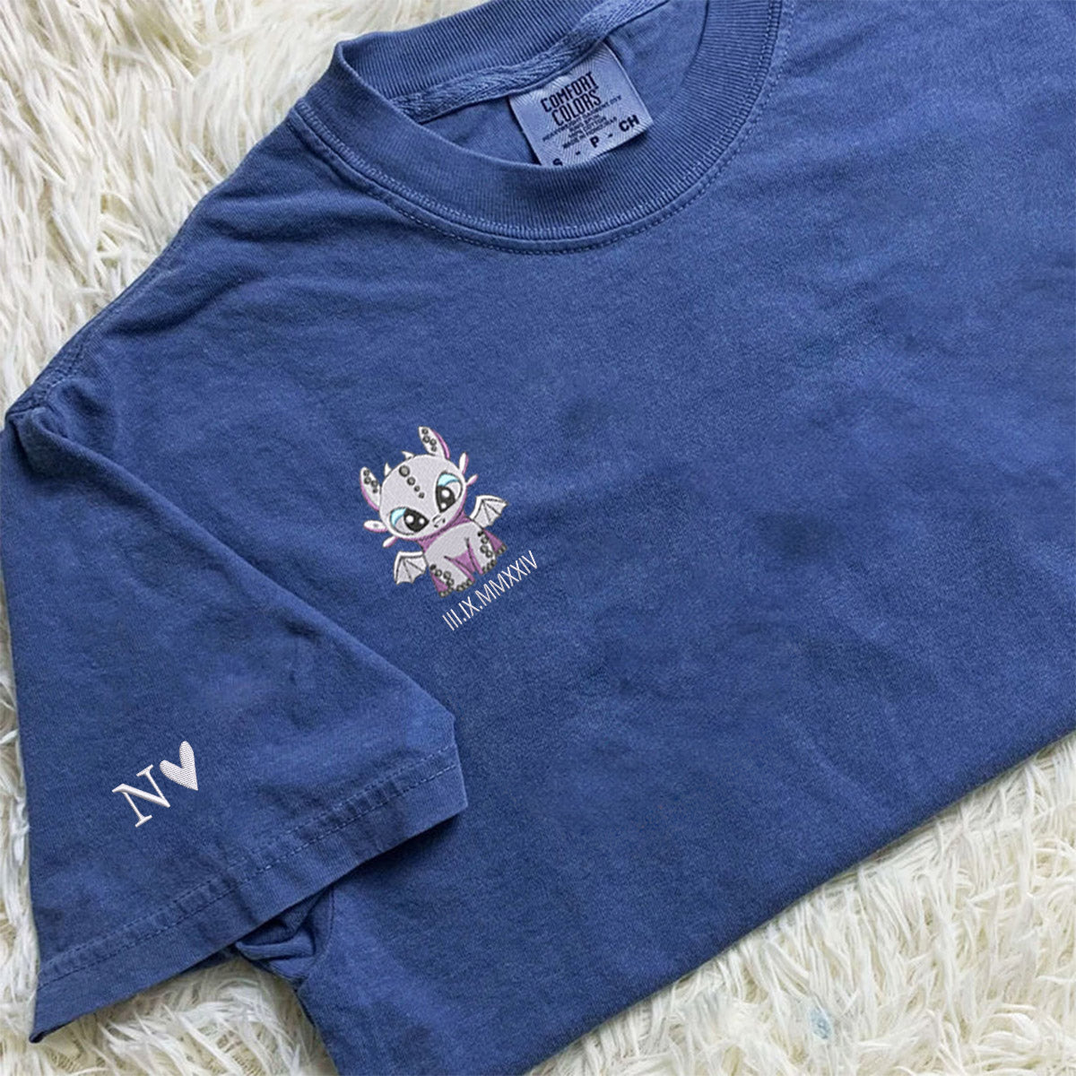 Custom Embroidered Dragon's Lovely Characters Matching T-shirts for Couples