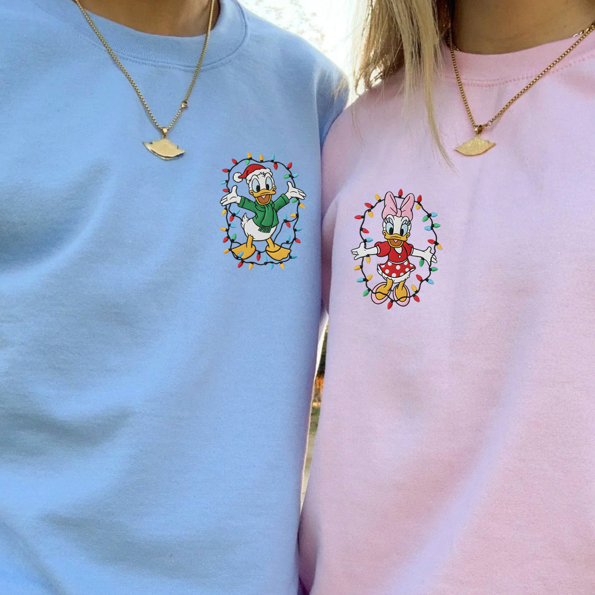 Custom Embroidered Duck Couple Christmas Sweatshirt | Cozy Holiday Hoodie Matching for Couples